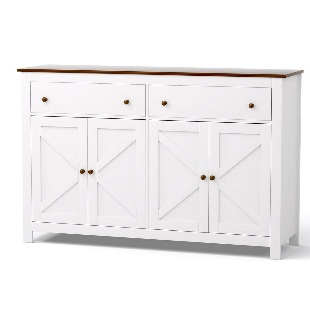 Buffet Sideboard Storage Cabinet Kitchen Cupboard 2 Drawers 140CM White - Furniture > Dining > Buffets & Sideboards - Rivercity House & Home Co. (ABN 18 642 972 209) - Affordable Modern Furniture Australia