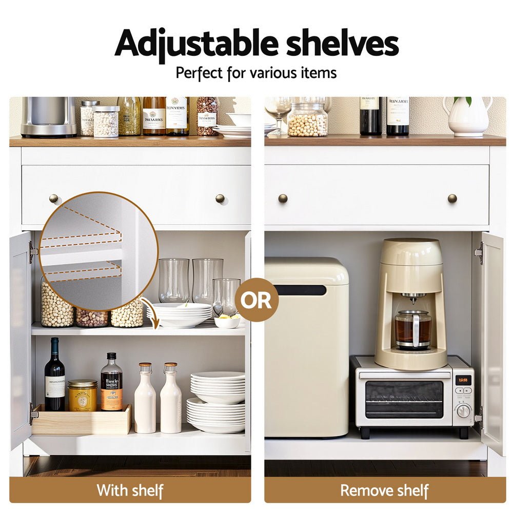 Buffet Sideboard Storage Cabinet Kitchen Cupboard 2 Drawers 140CM White - Furniture > Dining > Buffets & Sideboards - Rivercity House & Home Co. (ABN 18 642 972 209) - Affordable Modern Furniture Australia