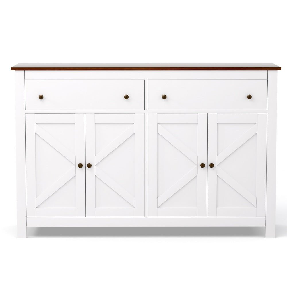 Buffet Sideboard Storage Cabinet Kitchen Cupboard 2 Drawers 140CM White - Furniture > Dining > Buffets & Sideboards - Rivercity House & Home Co. (ABN 18 642 972 209) - Affordable Modern Furniture Australia