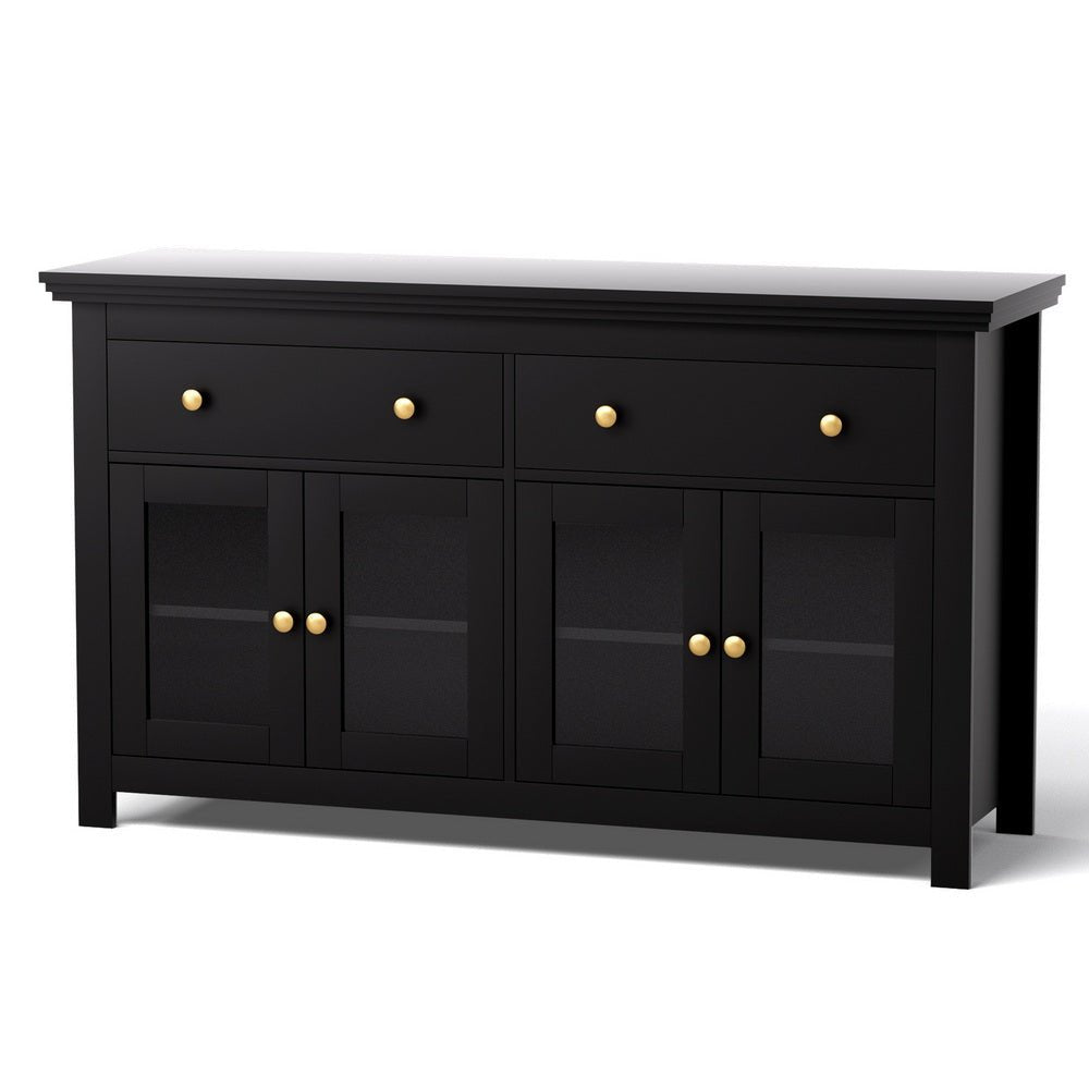 Buffet Sideboard Storage Cabinet Kitchen Cupboard Clear Door Drawer Black - Furniture > Dining > Buffets & Sideboards - Rivercity House & Home Co. (ABN 18 642 972 209) - Affordable Modern Furniture Australia