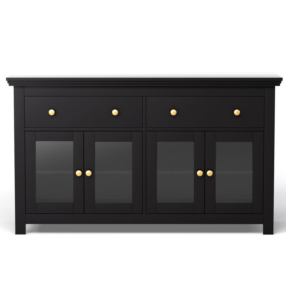 Buffet Sideboard Storage Cabinet Kitchen Cupboard Clear Door Drawer Black - Furniture > Dining > Buffets & Sideboards - Rivercity House & Home Co. (ABN 18 642 972 209) - Affordable Modern Furniture Australia