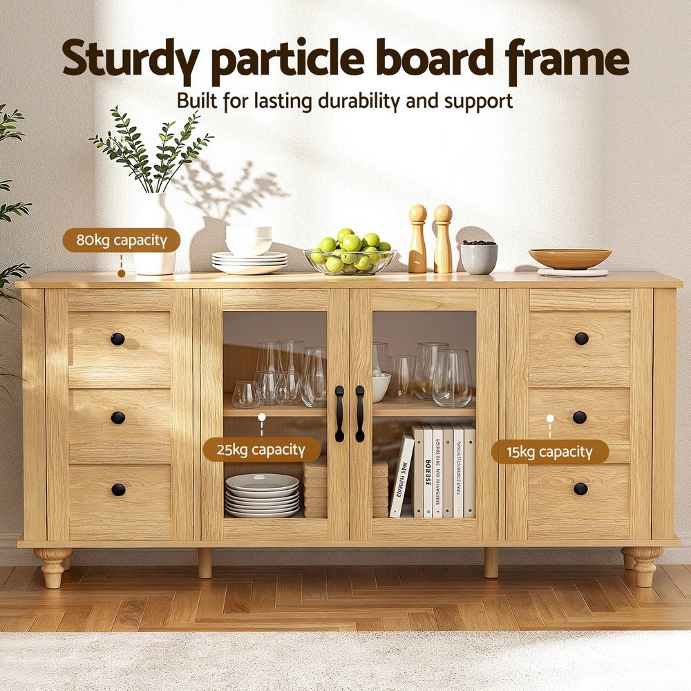Buffet Sideboard Storage Cabinet Kitchen Cupboard Faux Drawer 150CM Pine - Furniture > Dining > Buffets & Sideboards - Rivercity House & Home Co. (ABN 18 642 972 209) - Affordable Modern Furniture Australia