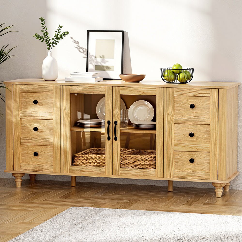 Buffet Sideboard Storage Cabinet Kitchen Cupboard Faux Drawer 150CM Pine - Furniture > Dining > Buffets & Sideboards - Rivercity House & Home Co. (ABN 18 642 972 209) - Affordable Modern Furniture Australia