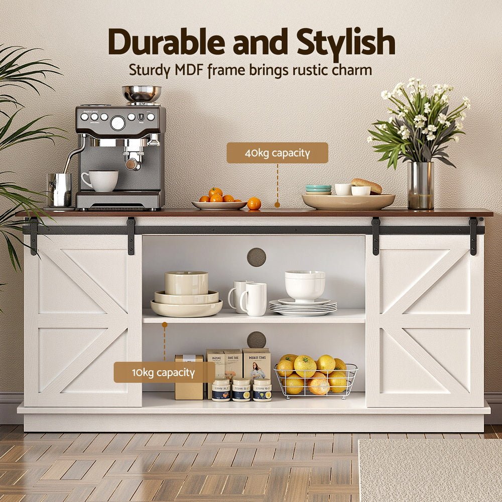 Buffet Sideboard Storage Cabinet Kitchen Cupboard Sliding Doors White - Furniture > Dining > Buffets & Sideboards - Rivercity House & Home Co. (ABN 18 642 972 209) - Affordable Modern Furniture Australia