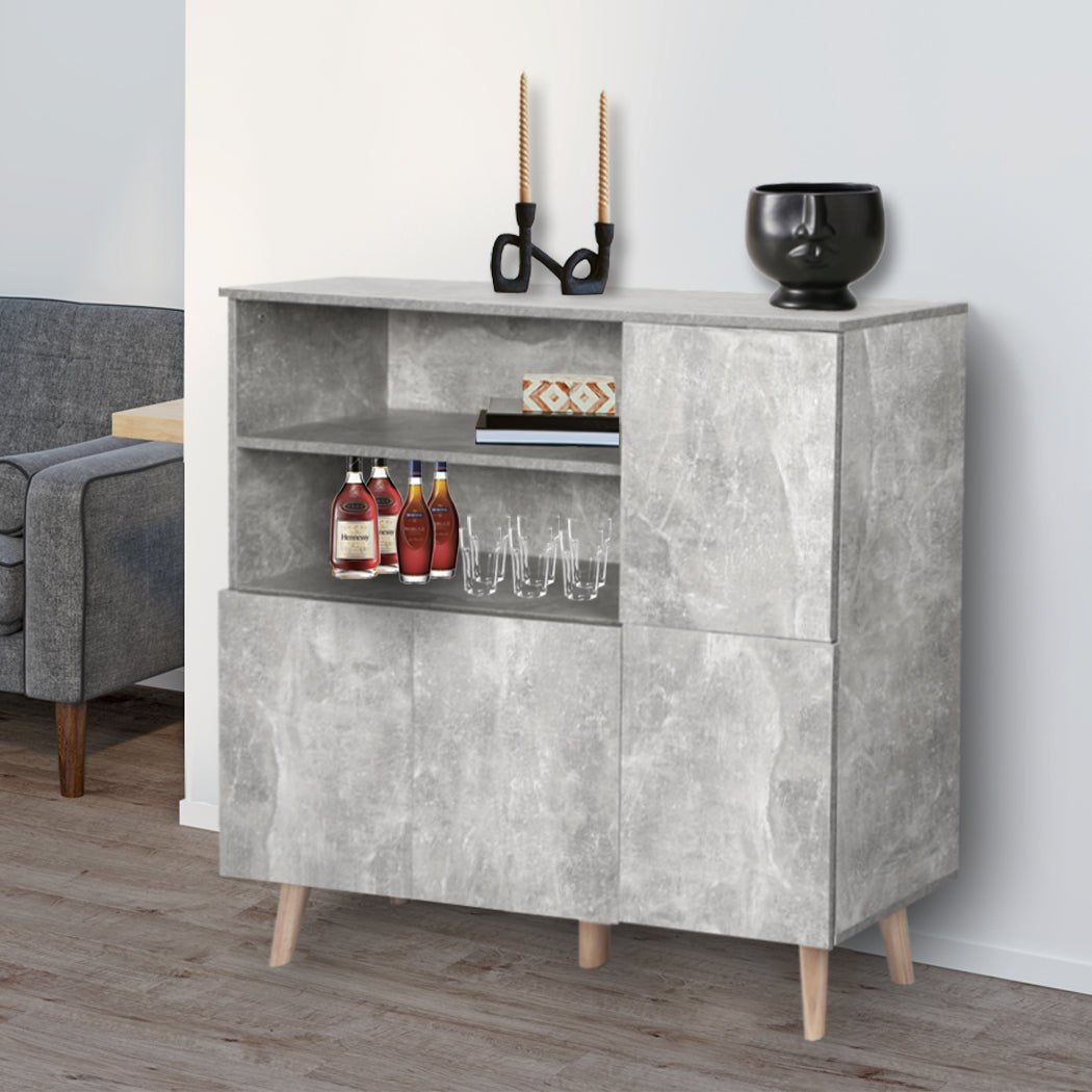 Buffet Sideboard Storage Cabinet with Shelves and Doors - Grey - Rivercity House & Home Co. (ABN 18 642 972 209) - Affordable Modern Furniture Australia
