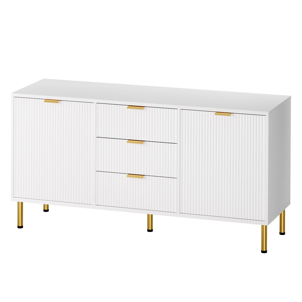 Buffet Sideboard with 3 Drawers & 2 Doors, Large Storage - White - Rivercity House & Home Co. (ABN 18 642 972 209) - Affordable Modern Furniture Australia