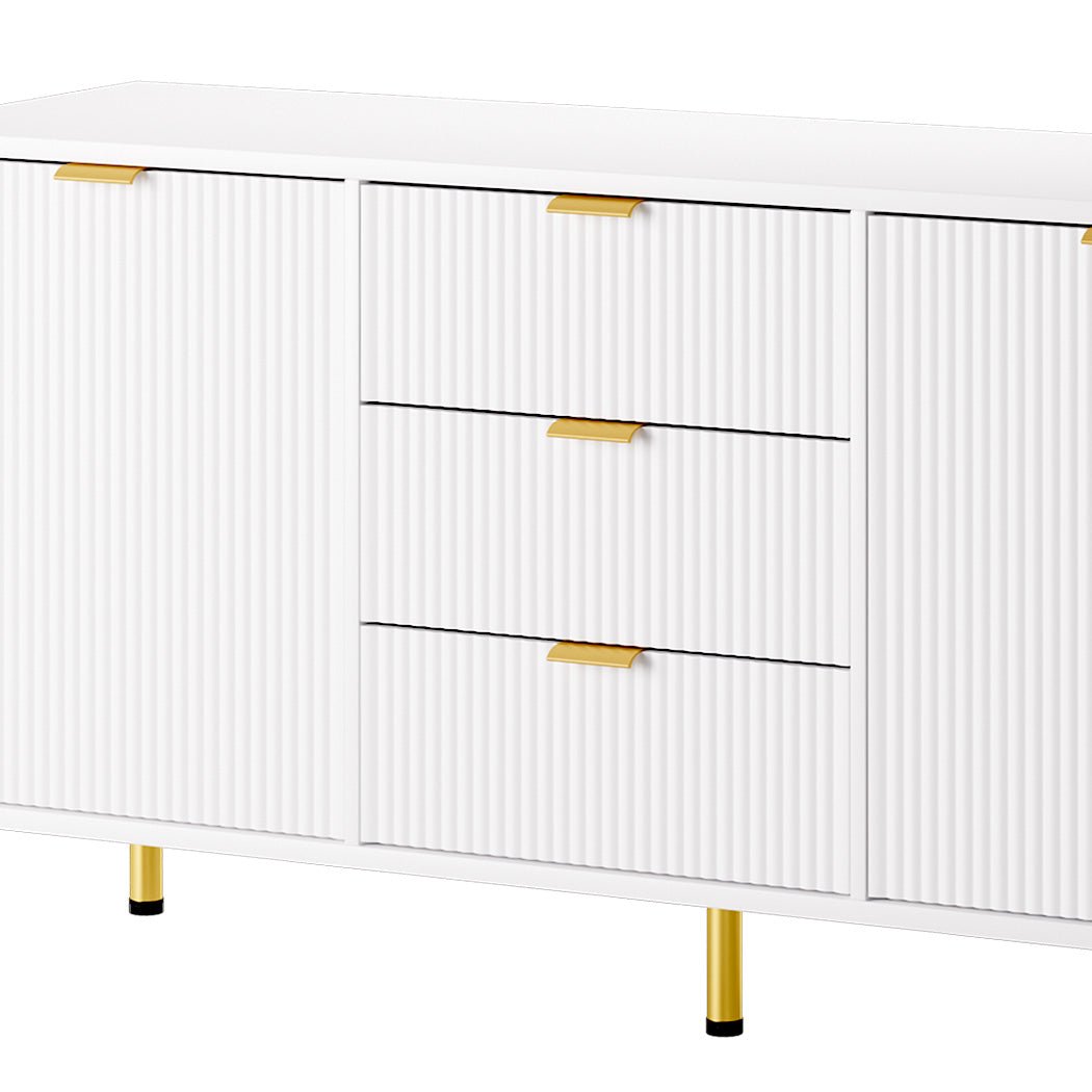 Buffet Sideboard with 3 Drawers & 2 Doors, Large Storage - White - Rivercity House & Home Co. (ABN 18 642 972 209) - Affordable Modern Furniture Australia