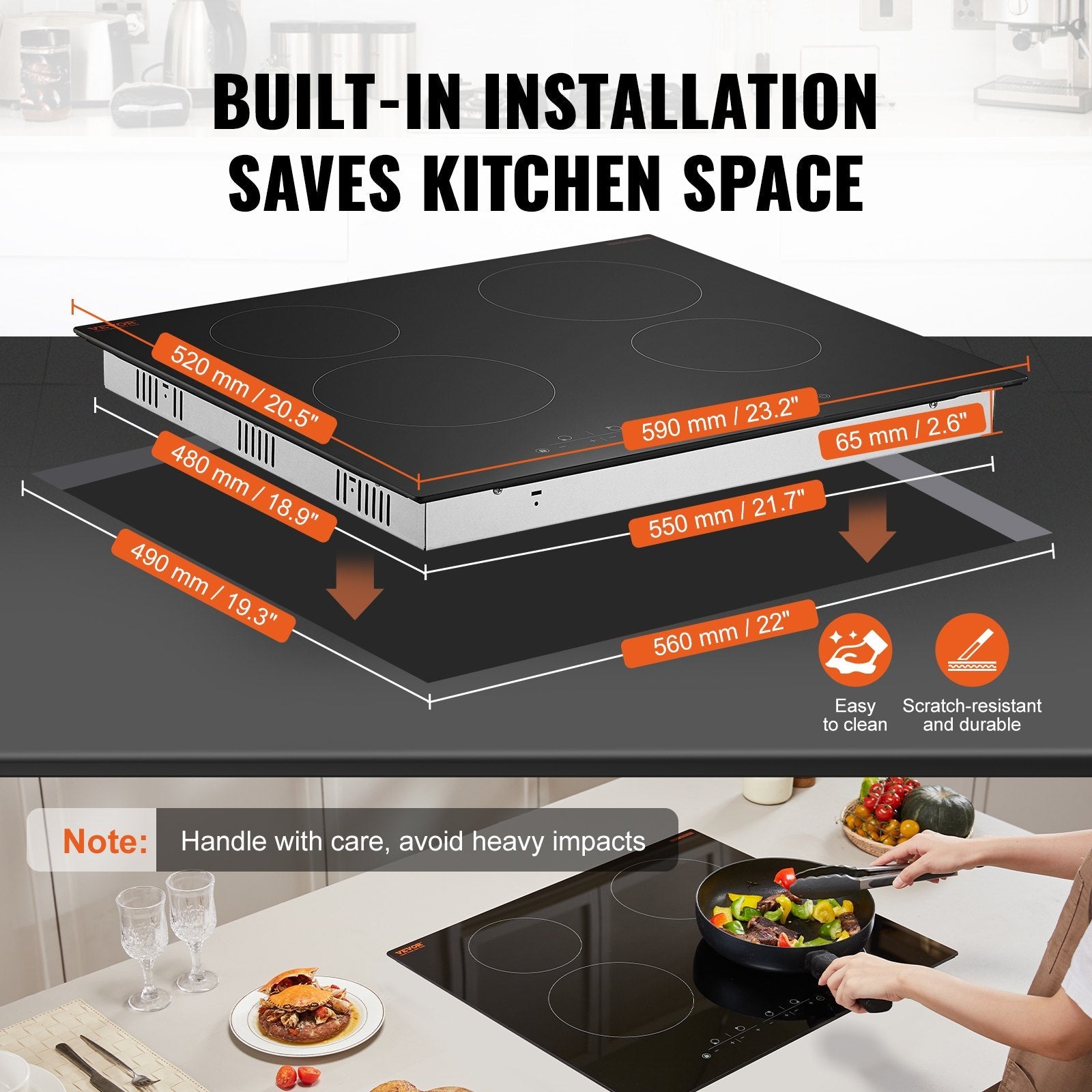 Built - in Electric Cooktop Radiant Ceramic Cooktop 4 Burners 23.2x20.5 inch - Appliances > Kitchen Appliances > Cooktops & Stoves - Rivercity House & Home Co. (ABN 18 642 972 209) - Affordable Modern Furniture Australia