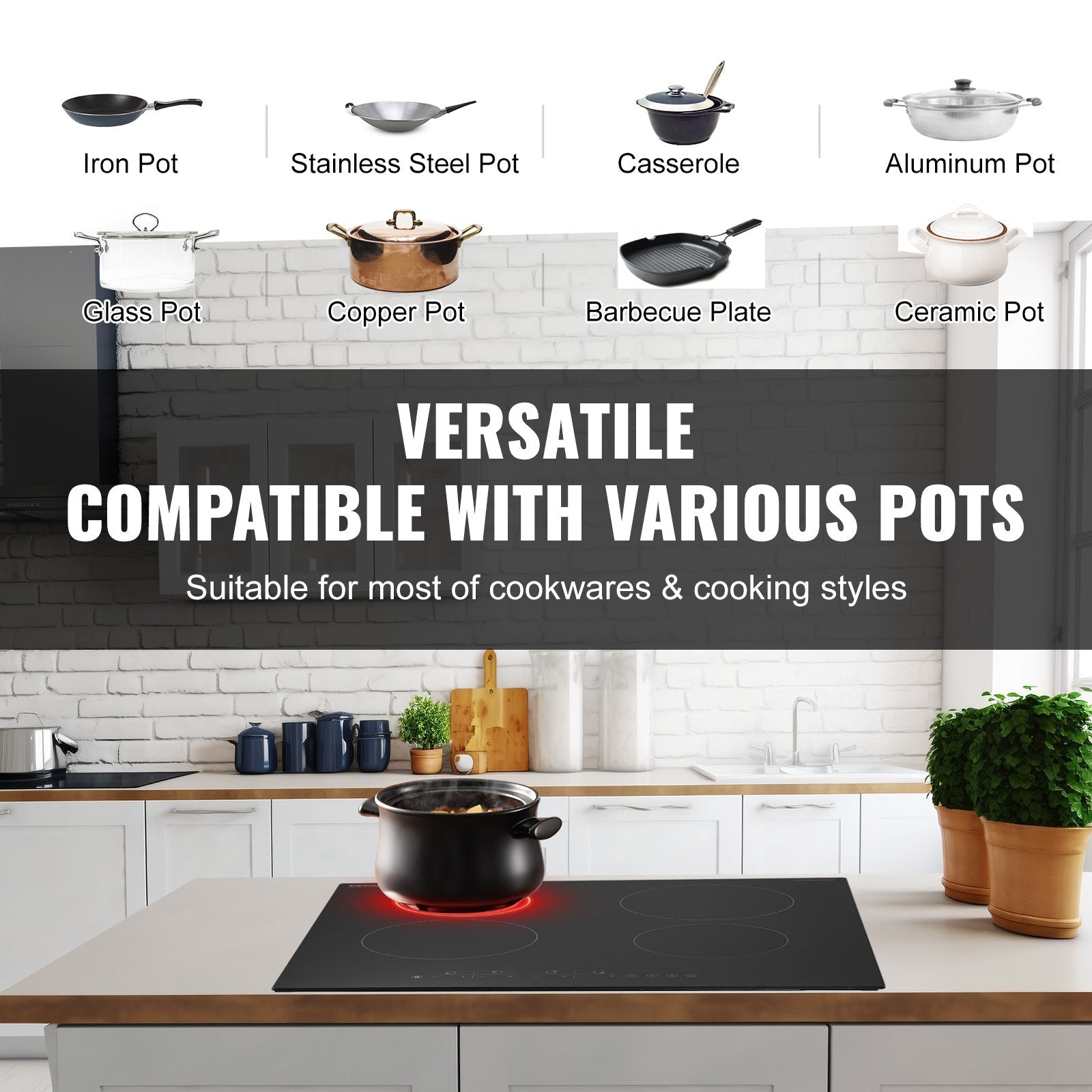 Built - in Electric Cooktop Radiant Ceramic Cooktop 4 Burners 23.2x20.5 inch - Appliances > Kitchen Appliances > Cooktops & Stoves - Rivercity House & Home Co. (ABN 18 642 972 209) - Affordable Modern Furniture Australia