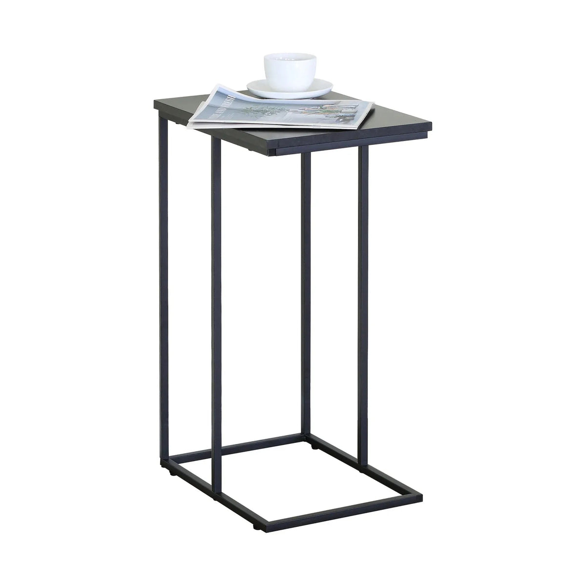 C-Shape 2-Tier Side Table with Metal Frame - Black - Furniture > Sofas > Sofa Accessories - Rivercity House & Home Co. (ABN 18 642 972 209) - Affordable Modern Furniture Australia