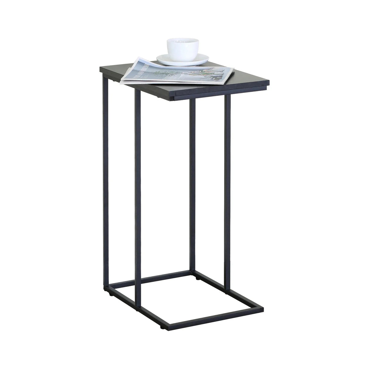 C-Shape 2-Tier Side Table with Metal Frame - Black - Furniture > Sofas > Sofa Accessories - Rivercity House & Home Co. (ABN 18 642 972 209) - Affordable Modern Furniture Australia