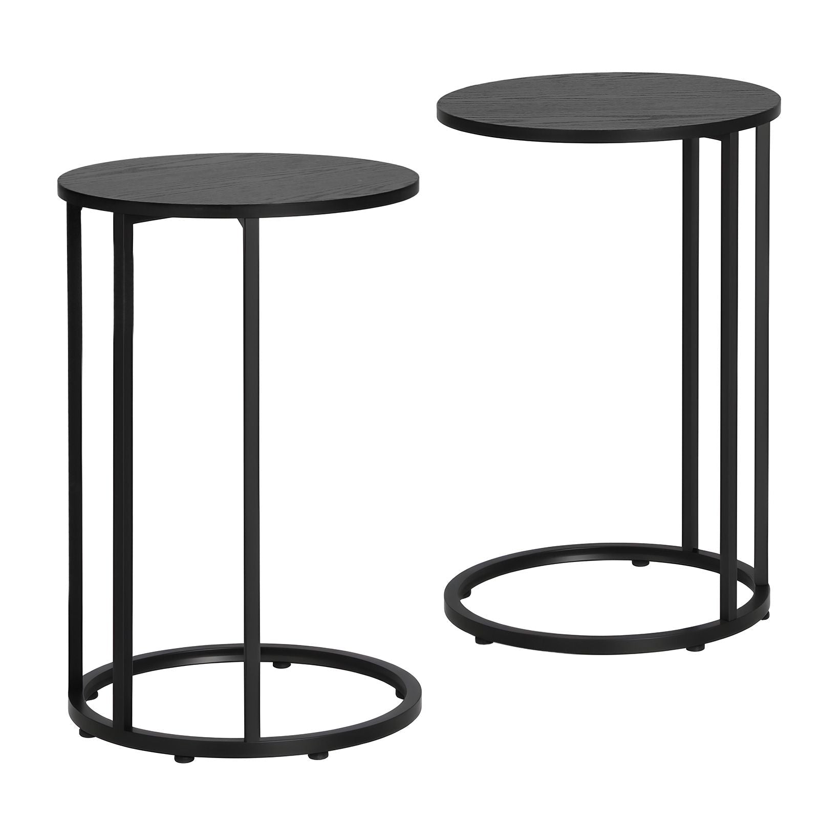 C Shaped End Table Set of 2 Coffee Table Side Table Round Black - Furniture > Living Room > Coffee Tables - Rivercity House & Home Co. (ABN 18 642 972 209) - Affordable Modern Furniture Australia
