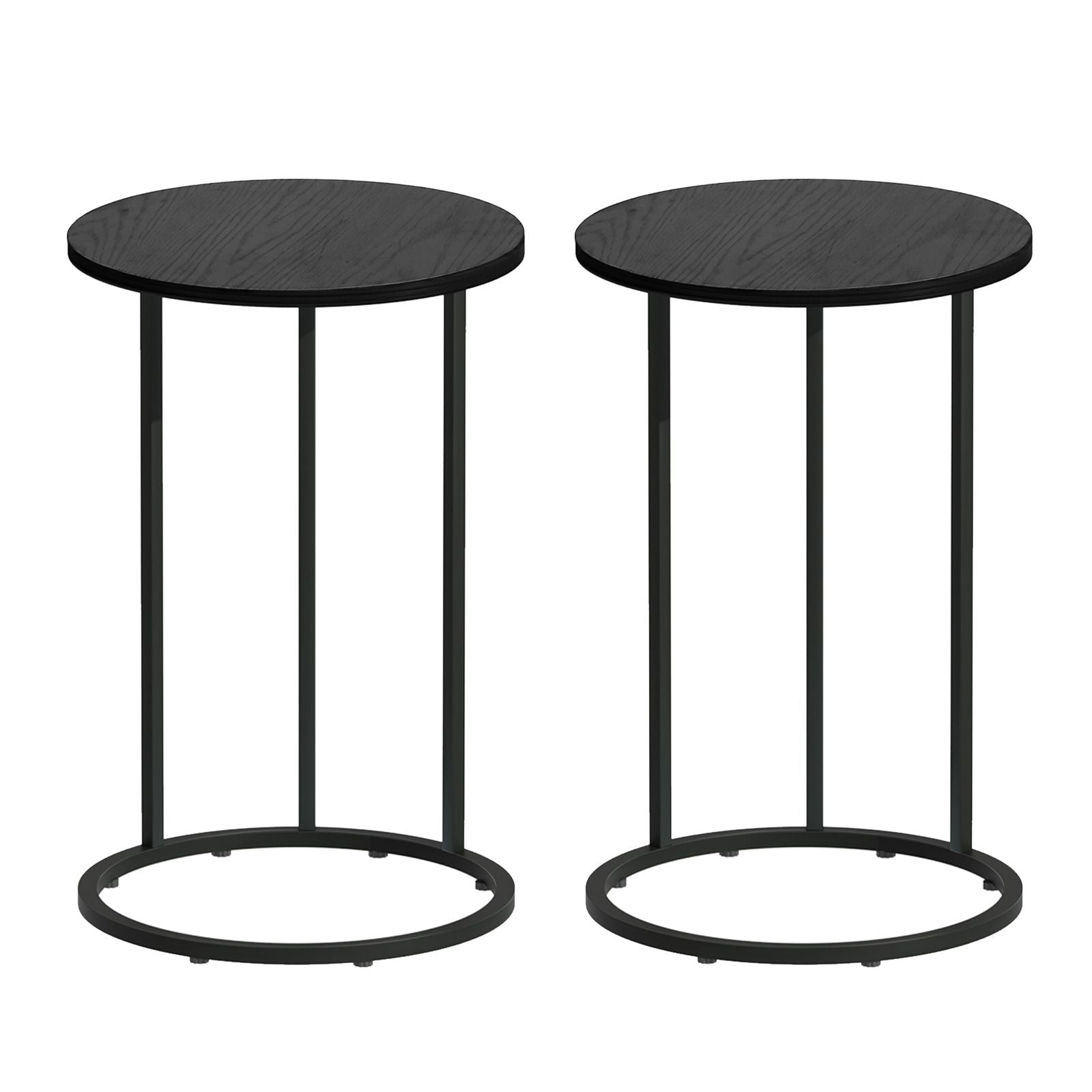 C Shaped End Table Set of 2 Coffee Table Side Table Round Black - Furniture > Living Room > Coffee Tables - Rivercity House & Home Co. (ABN 18 642 972 209) - Affordable Modern Furniture Australia