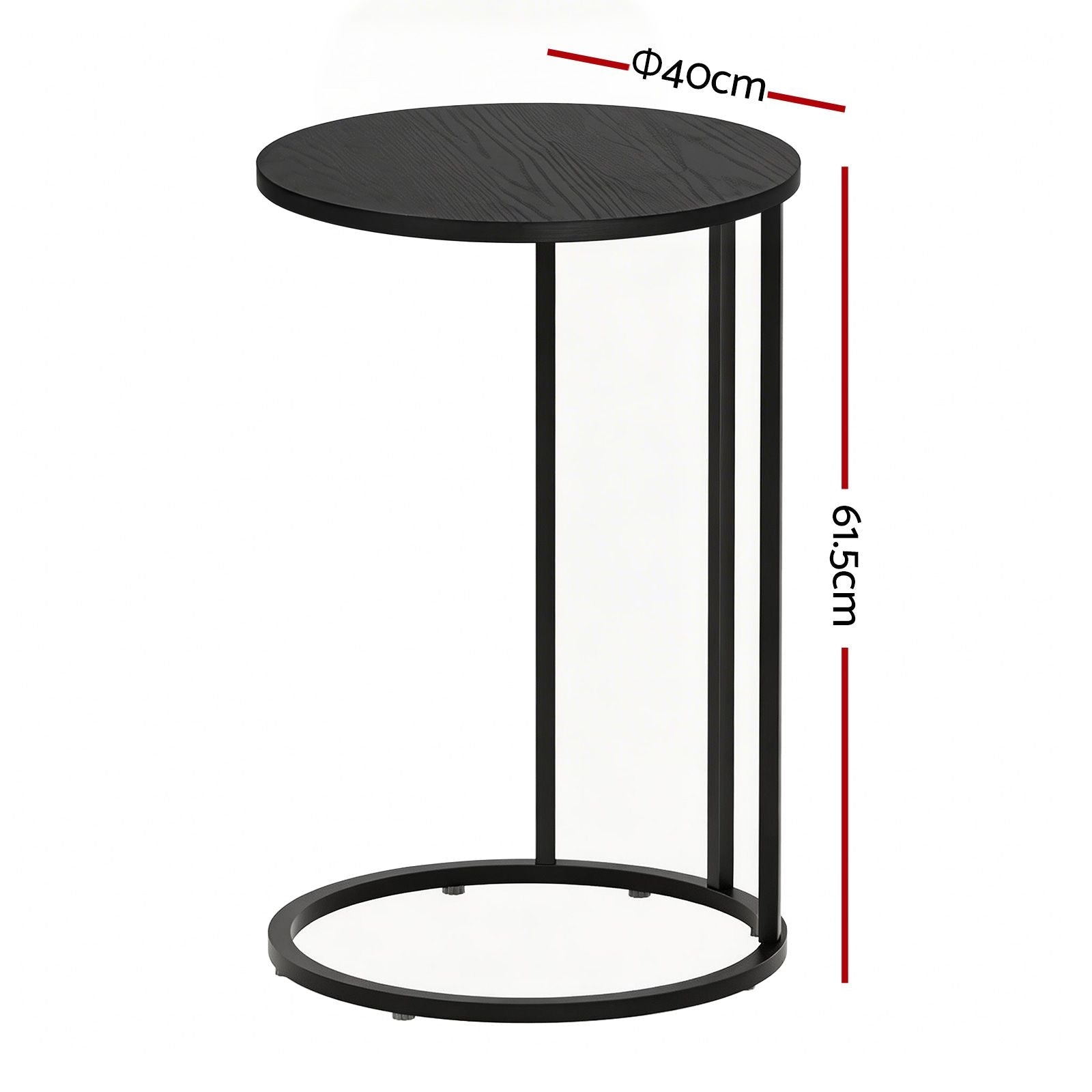 C Shaped End Table Set of 2 Coffee Table Side Table Round Black - Furniture > Living Room > Coffee Tables - Rivercity House & Home Co. (ABN 18 642 972 209) - Affordable Modern Furniture Australia