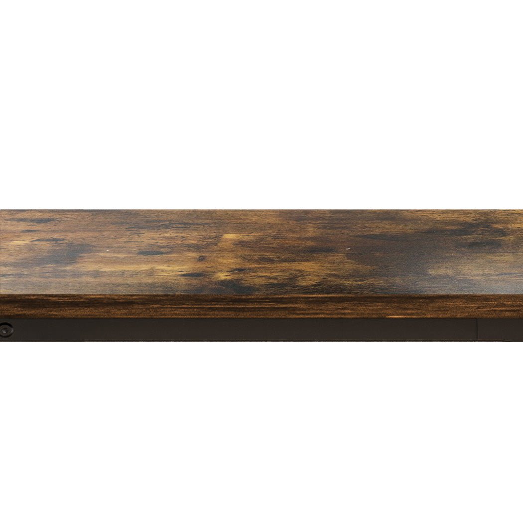 C - Shaped Industrial Side Sofa Coffee End Table with Wheels - Brown and Black - Rivercity House & Home Co. (ABN 18 642 972 209) - Affordable Modern Furniture Australia