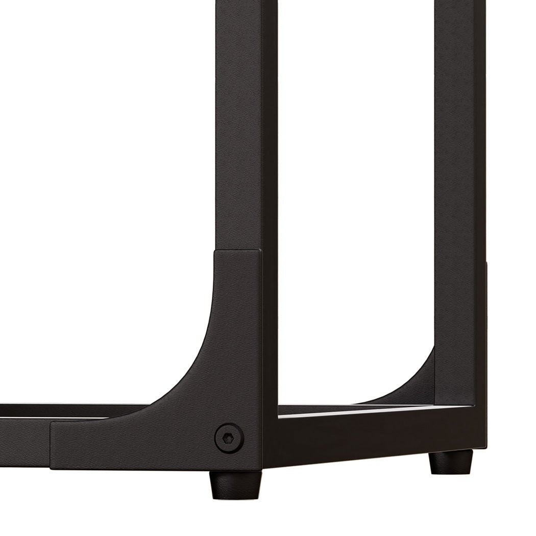 C - Shaped Industrial Side Sofa Coffee End Table with Wheels - Brown and Black - Rivercity House & Home Co. (ABN 18 642 972 209) - Affordable Modern Furniture Australia