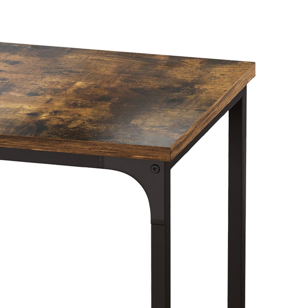 C - Shaped Industrial Side Sofa Coffee End Table with Wheels - Brown and Black - Rivercity House & Home Co. (ABN 18 642 972 209) - Affordable Modern Furniture Australia