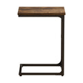 C-Shaped Industrial Side Sofa Coffee End Table with Wheels - Brown and Black