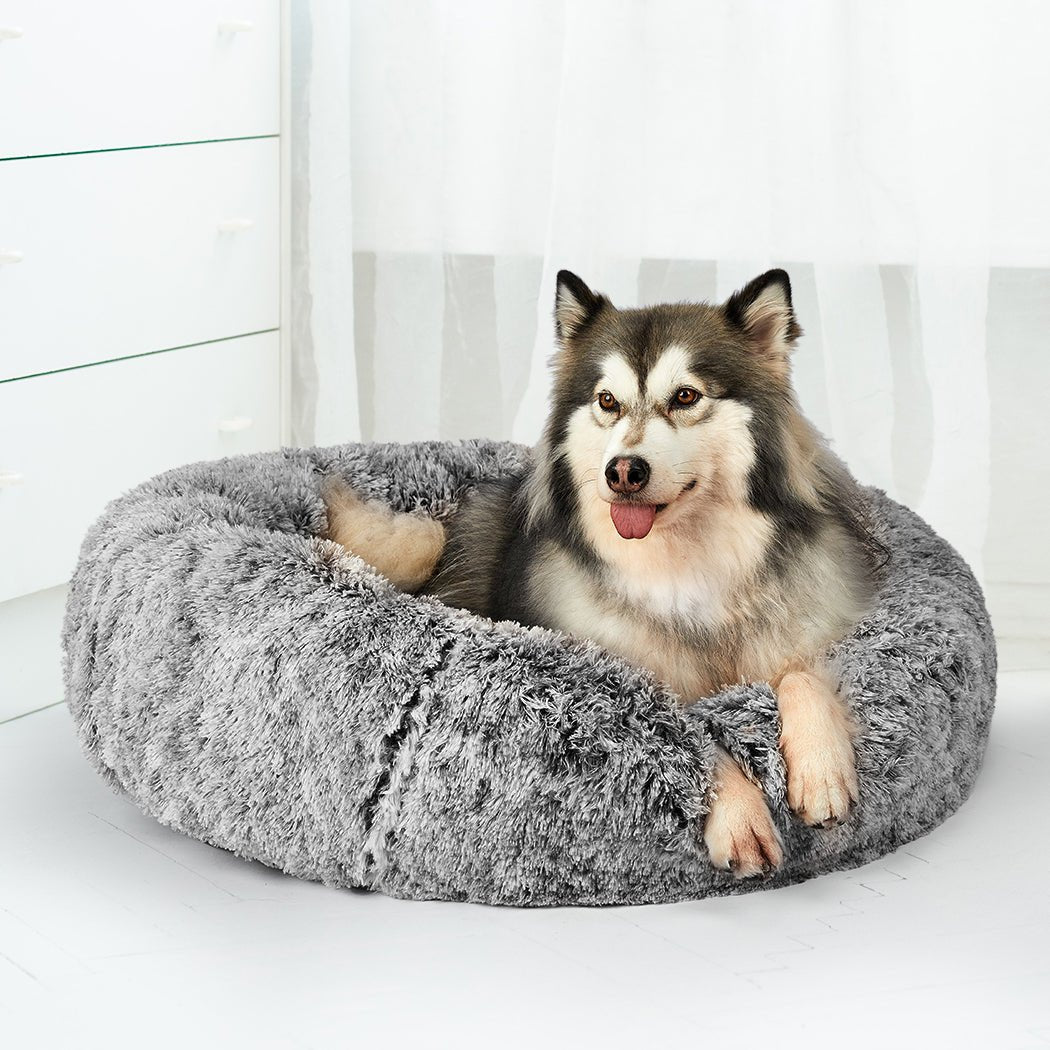Calming Donut Pet Bed Large for Cat and Dog - Charcoal - Rivercity House & Home Co. (ABN 18 642 972 209) - Affordable Modern Furniture Australia