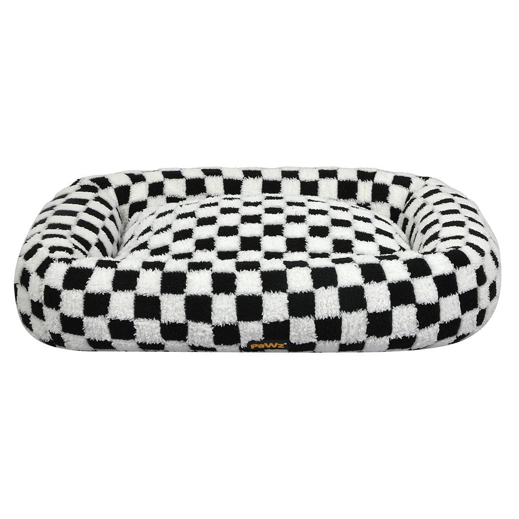 Calming Plush Dog Bed with Raised Edges and Washable Cover - Black & White - Rivercity House & Home Co. (ABN 18 642 972 209) - Affordable Modern Furniture Australia