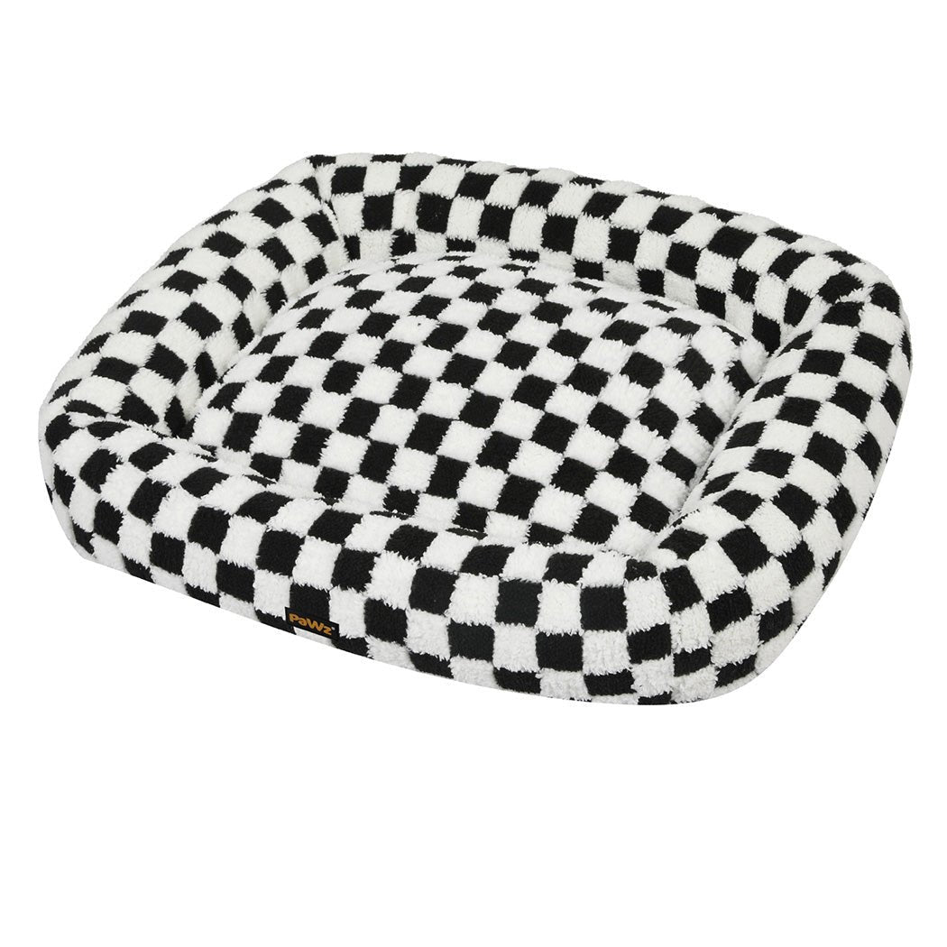 Calming Plush Dog Bed with Raised Edges and Washable Cover - Black & White - Rivercity House & Home Co. (ABN 18 642 972 209) - Affordable Modern Furniture Australia