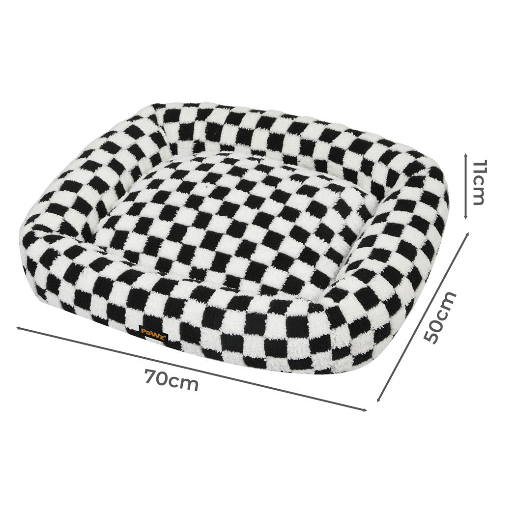 Calming Plush Dog Bed with Raised Edges and Washable Cover - Black & White - Rivercity House & Home Co. (ABN 18 642 972 209) - Affordable Modern Furniture Australia