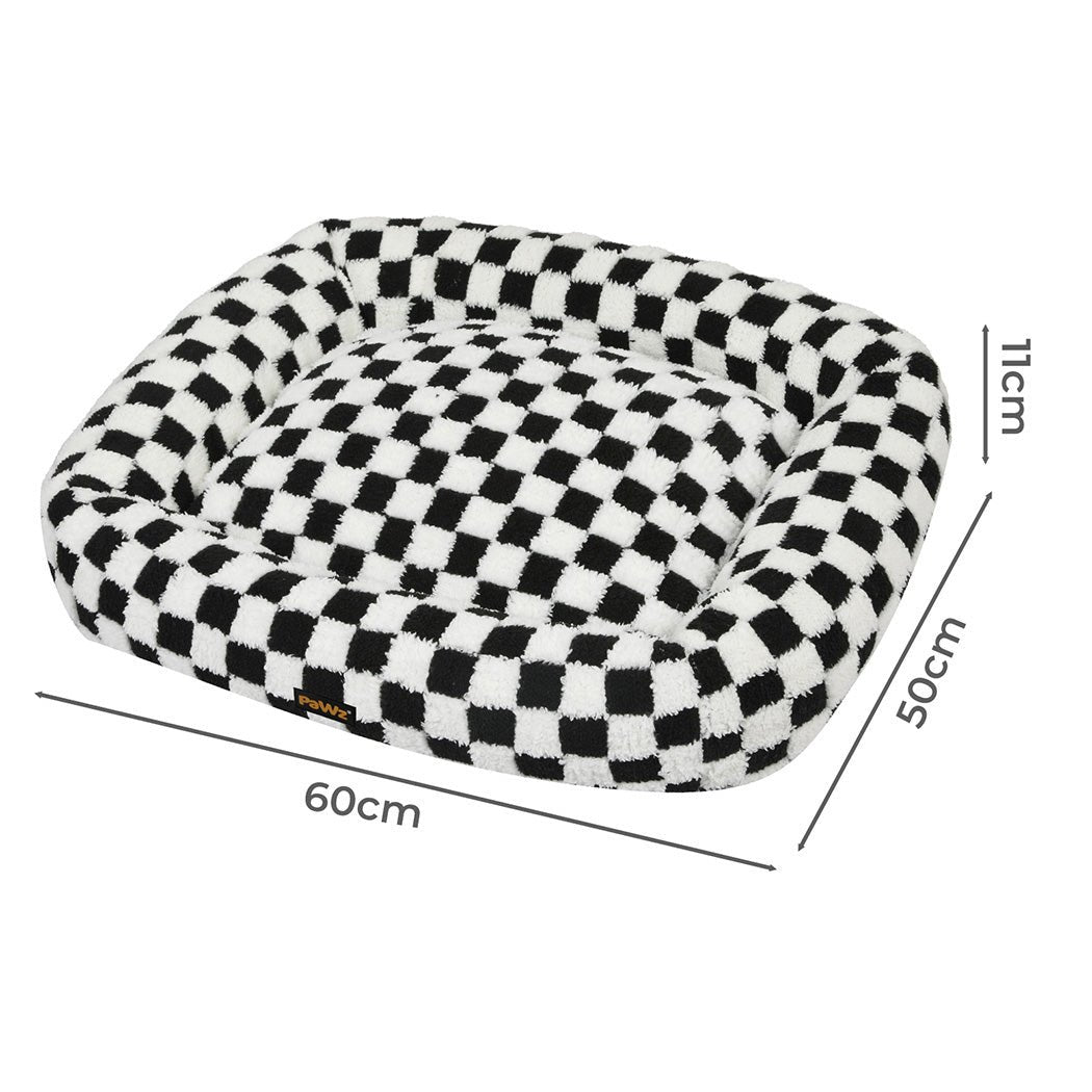 Calming Plush Dog Bed with Raised Edges and Washable Cover - Black & White - Rivercity House & Home Co. (ABN 18 642 972 209) - Affordable Modern Furniture Australia