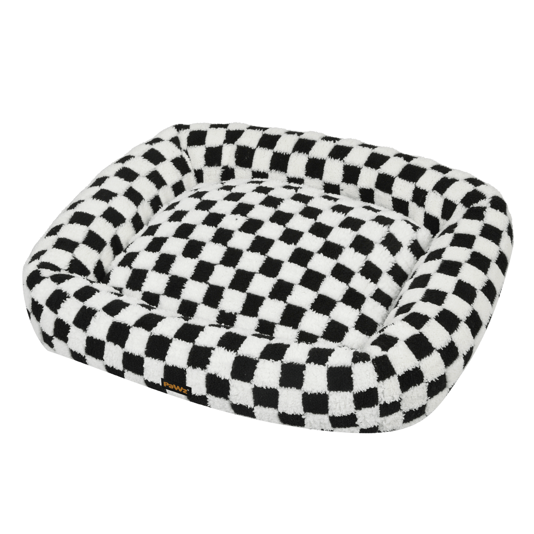 Calming Plush Dog Bed with Raised Edges and Washable Cover - Black & White - Rivercity House & Home Co. (ABN 18 642 972 209) - Affordable Modern Furniture Australia