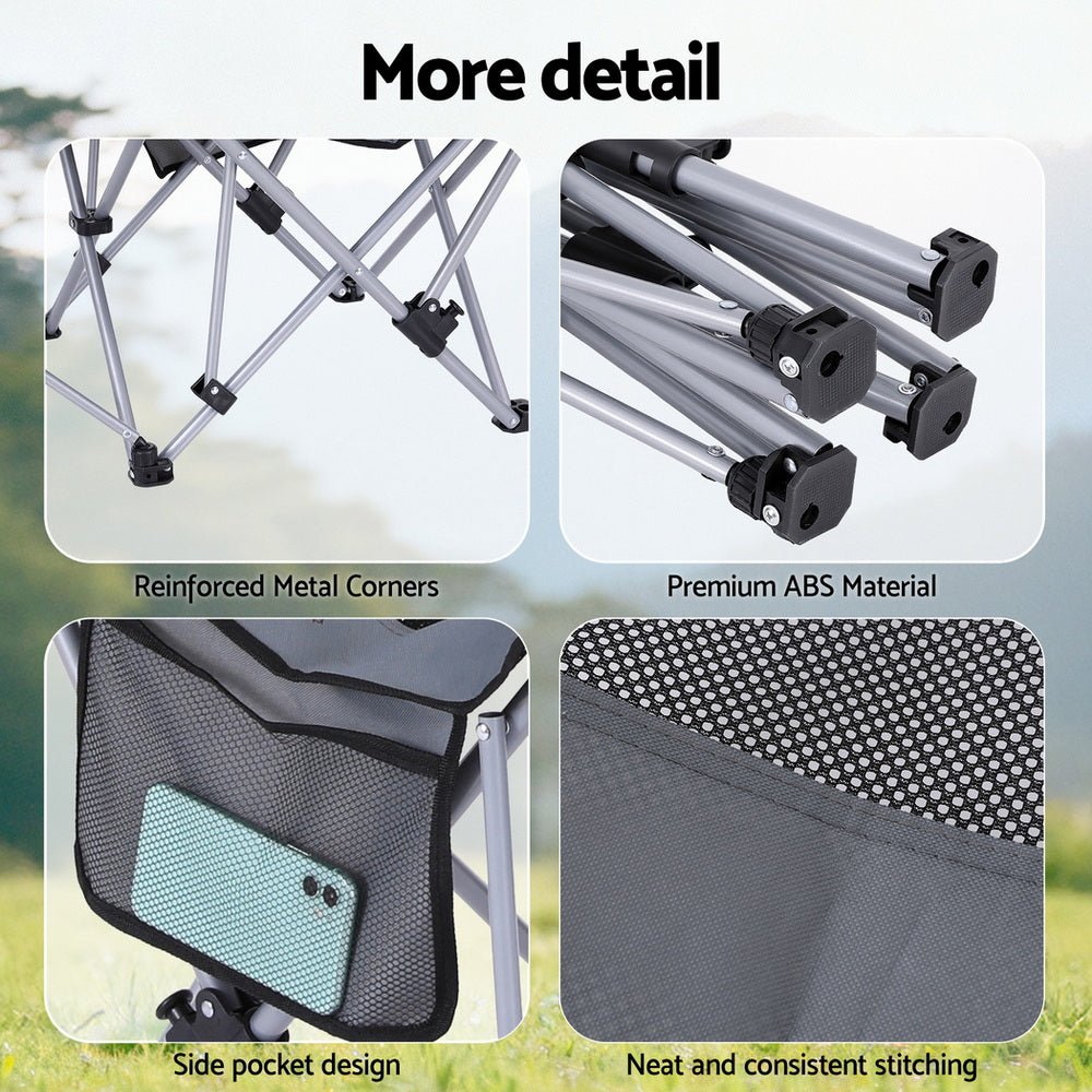 Camping Chair Adjustable Reclining Portable Outdoor Folding Chair Grey - Furniture > Outdoor > Outdoor Chairs - Rivercity House & Home Co. (ABN 18 642 972 209) - Affordable Modern Furniture Australia