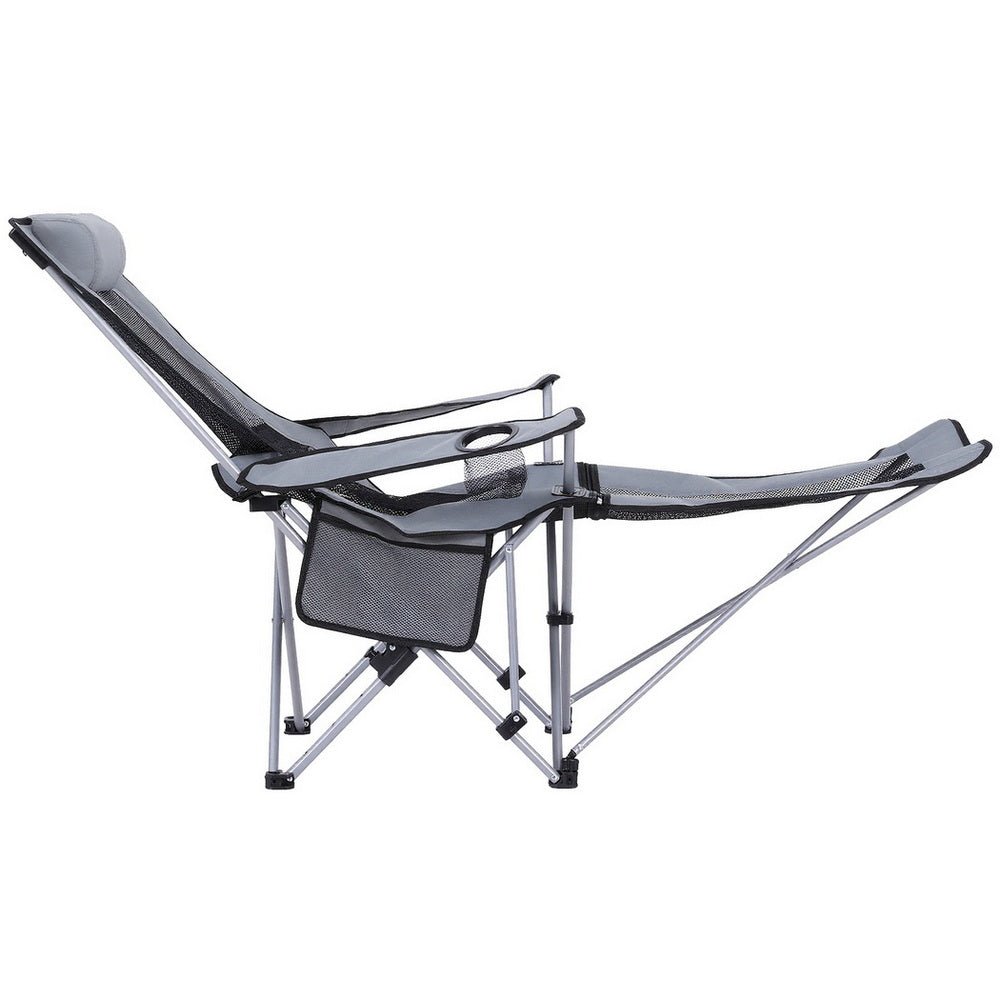 Camping Chair Adjustable Reclining Portable Outdoor Folding Chair Grey - Furniture > Outdoor > Outdoor Chairs - Rivercity House & Home Co. (ABN 18 642 972 209) - Affordable Modern Furniture Australia