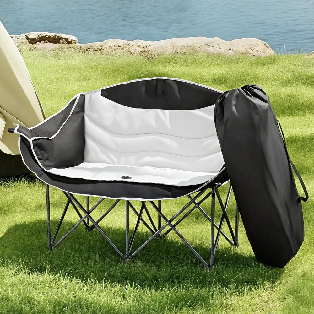 Camping Chair Double Folding Moon Chair Portable Seat 240KG - Outdoor Recreation > Camping > Camp Furniture - Rivercity House & Home Co. (ABN 18 642 972 209) - Affordable Modern Furniture Australia