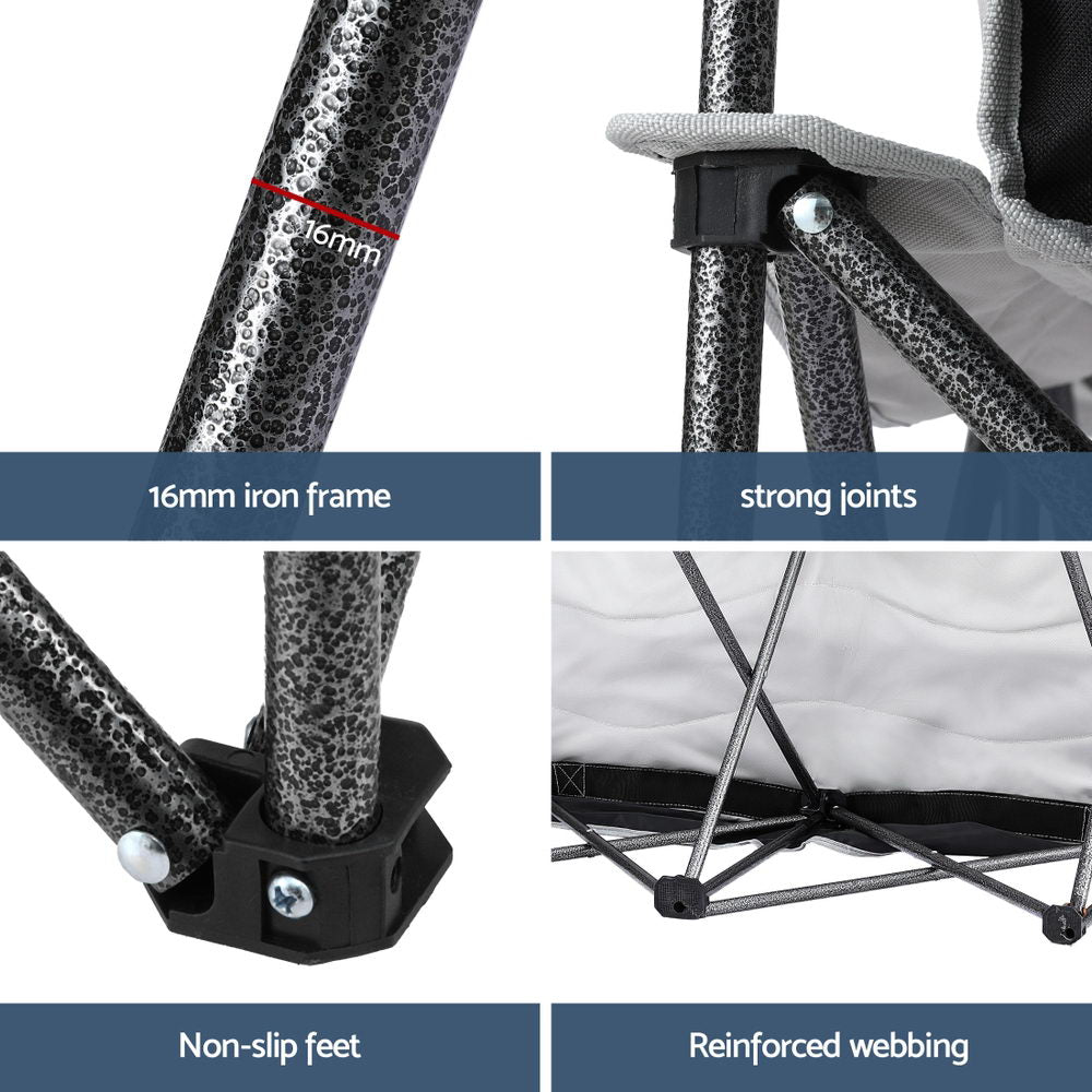 Camping Chair Double Folding Moon Chair Portable Seat 240KG - Outdoor Recreation > Camping > Camp Furniture - Rivercity House & Home Co. (ABN 18 642 972 209) - Affordable Modern Furniture Australia
