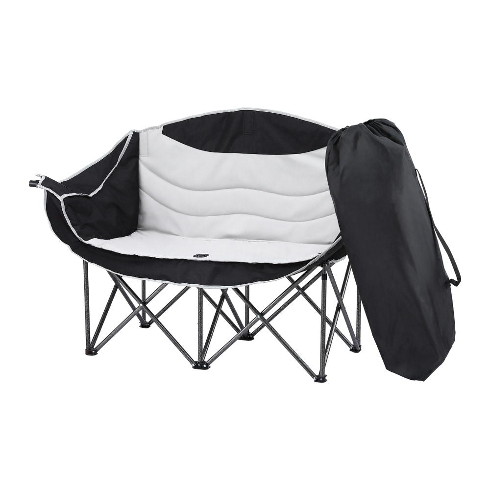 Camping Chair Double Folding Moon Chair Portable Seat 240KG - Outdoor Recreation > Camping > Camp Furniture - Rivercity House & Home Co. (ABN 18 642 972 209) - Affordable Modern Furniture Australia