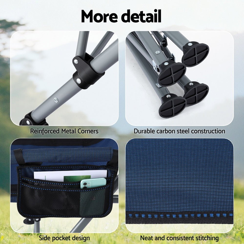 Camping Chair Folding Outdoor Portable Seat Lightweight Beach Picnic Fishing Capacity 120KG Navy Blue - Furniture > Outdoor > Outdoor Chairs - Rivercity House & Home Co. (ABN 18 642 972 209) - Affordable Modern Furniture Australia