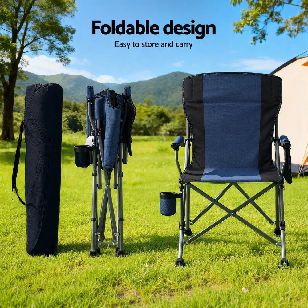 Camping Chair Folding Outdoor Portable Seat Lightweight Beach Picnic Fishing Capacity 120KG Navy Blue - Furniture > Outdoor > Outdoor Chairs - Rivercity House & Home Co. (ABN 18 642 972 209) - Affordable Modern Furniture Australia