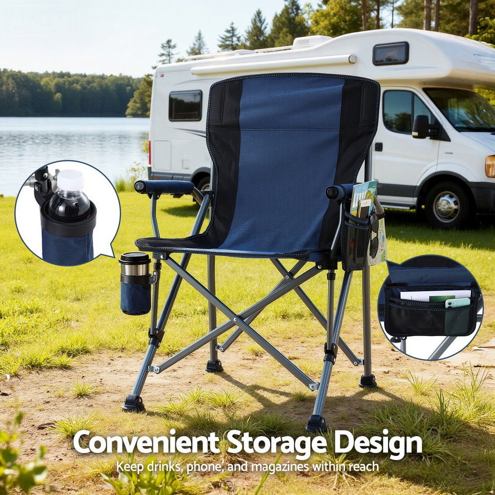 Camping Chair Folding Outdoor Portable Seat Lightweight Beach Picnic Fishing Capacity 120KG Navy Blue - Furniture > Outdoor > Outdoor Chairs - Rivercity House & Home Co. (ABN 18 642 972 209) - Affordable Modern Furniture Australia