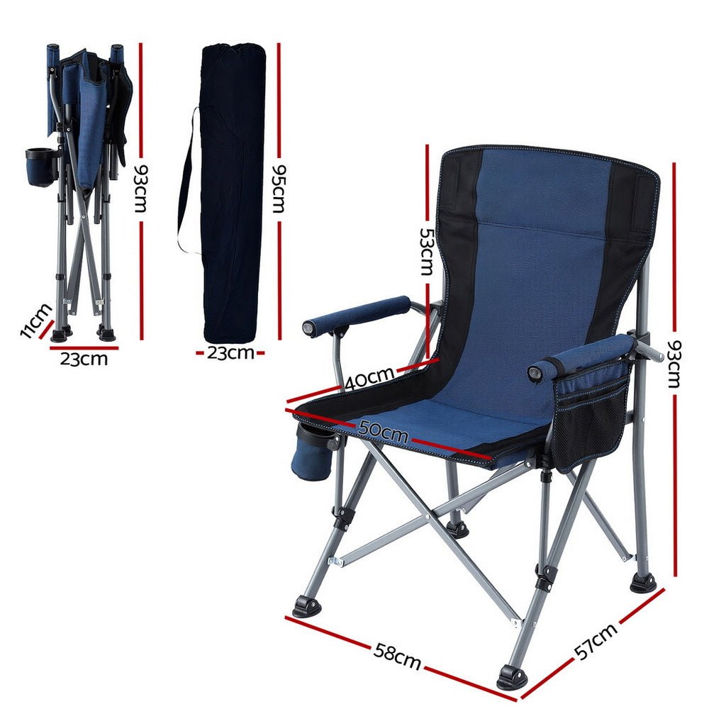 Camping Chair Folding Outdoor Portable Seat Lightweight Beach Picnic Fishing Capacity 120KG Navy Blue - Furniture > Outdoor > Outdoor Chairs - Rivercity House & Home Co. (ABN 18 642 972 209) - Affordable Modern Furniture Australia