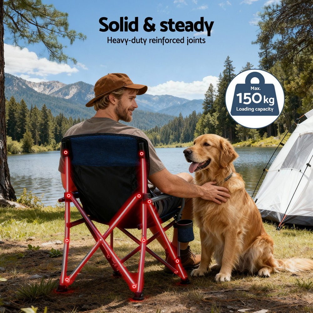 Camping Chair Folding Outdoor Portable Seat Lightweight Beach Picnic Fishing Capacity 120KG Navy Blue - Furniture > Outdoor > Outdoor Chairs - Rivercity House & Home Co. (ABN 18 642 972 209) - Affordable Modern Furniture Australia