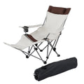 Reclining Adjustable Portable Folding Camping Chair - White Brown