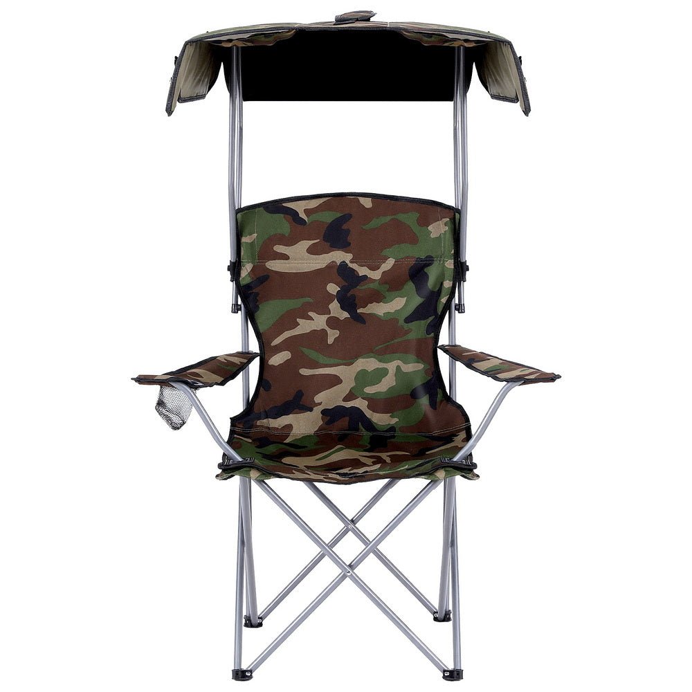 Camping Chair With Canopy Folding Outdoor Portable Seat Lightweight Beach Picnic Fishing Capacity 120KG Army Green - Furniture > Outdoor > Outdoor Chairs - Rivercity House & Home Co. (ABN 18 642 972 209) - Affordable Modern Furniture Australia