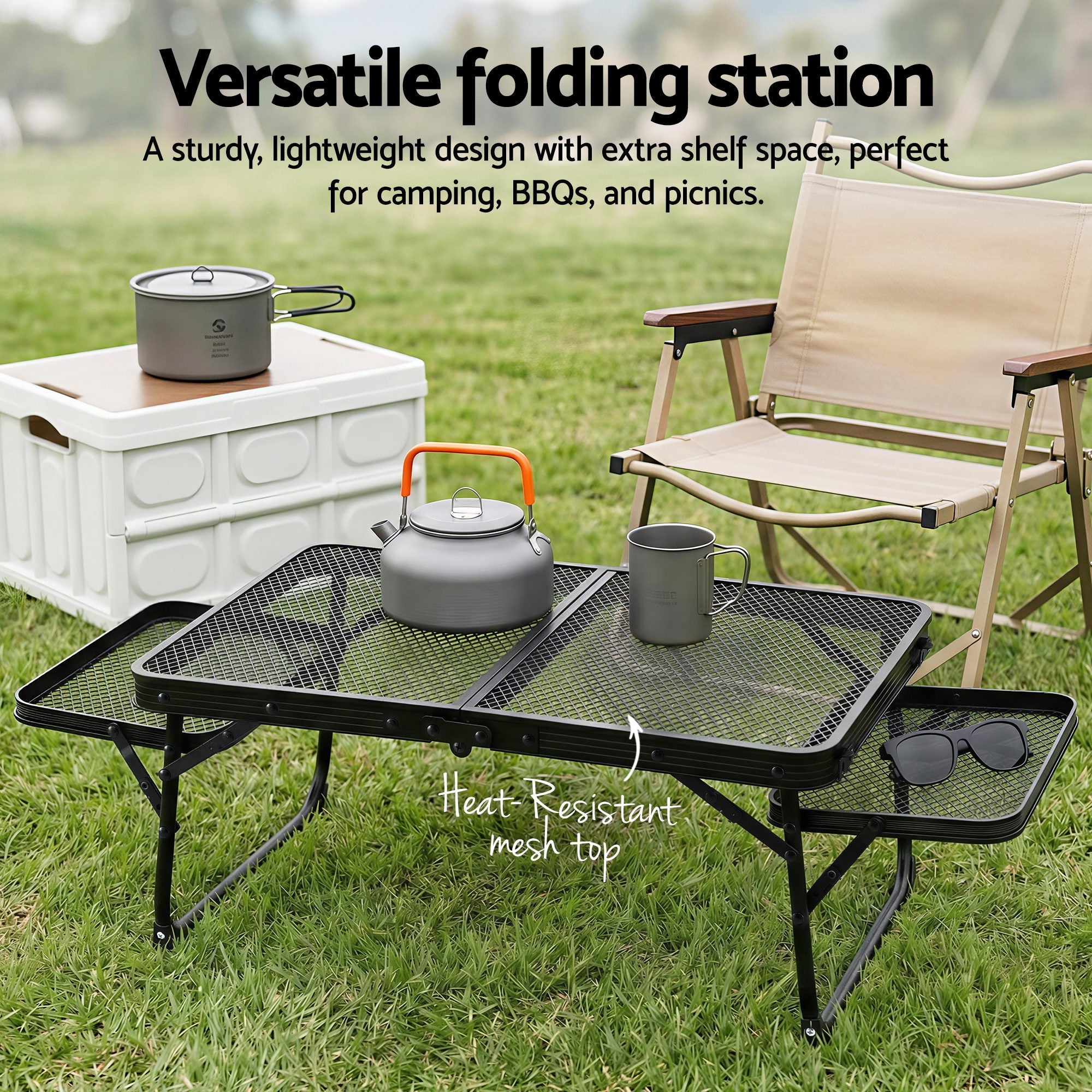 Camping Table Mesh Desktop Lightweight Portable Outdoor Folding Grill Desk - Outdoor Recreation > Camping > Camping Appliances - Rivercity House & Home Co. (ABN 18 642 972 209) - Affordable Modern Furniture Australia