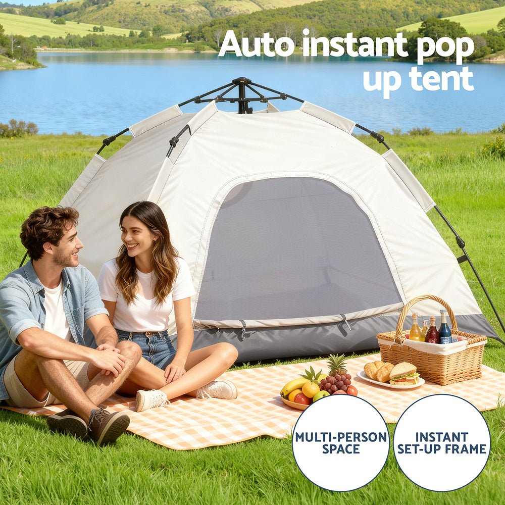 Camping Tent Instant Tent Pop up 2 Person Outdoor Hiking Tents Hiking Beige - Outdoor Recreation > Camping > Tents - Rivercity House & Home Co. (ABN 18 642 972 209) - Affordable Modern Furniture Australia