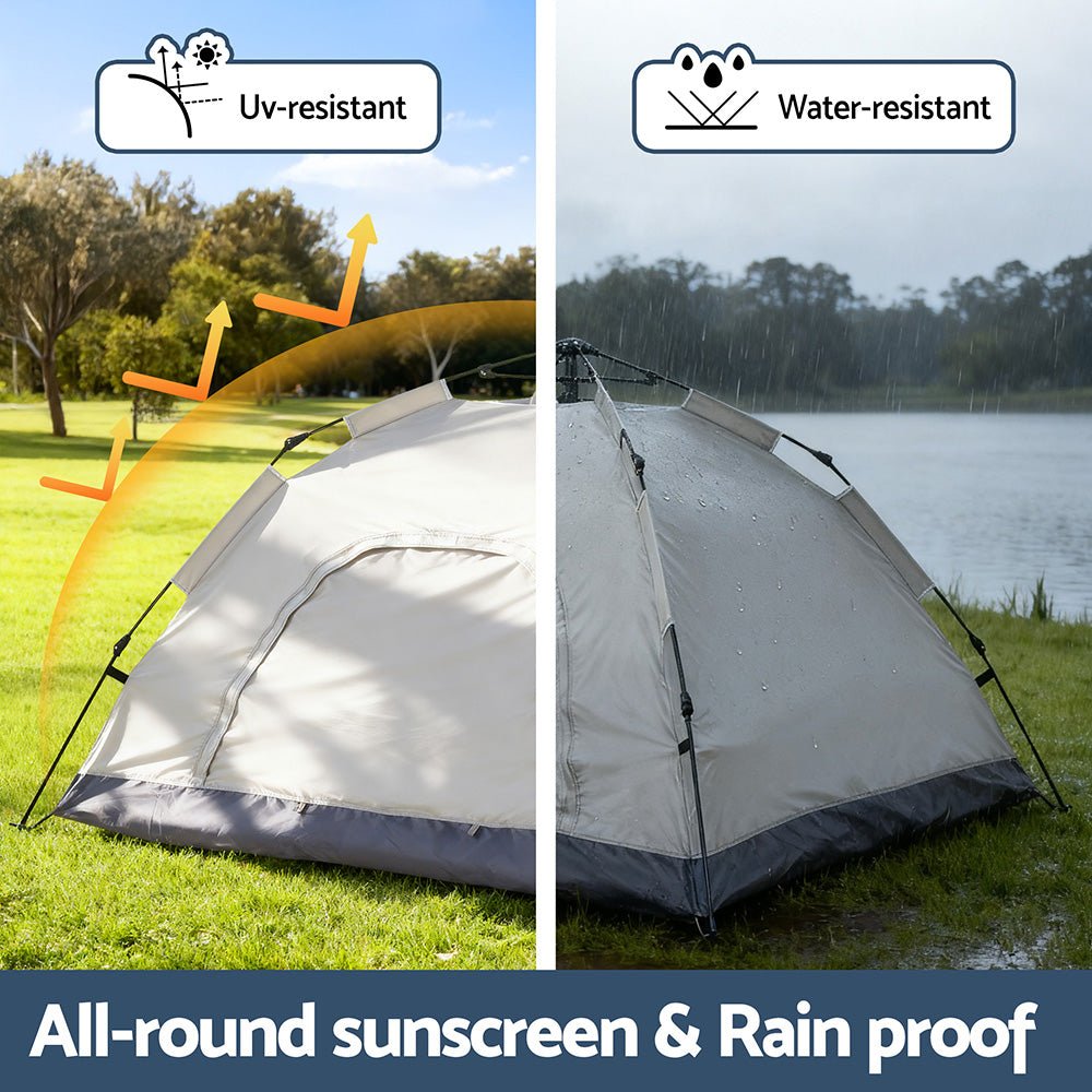 Camping Tent Instant Tent Pop up 2 Person Outdoor Hiking Tents Hiking Beige - Outdoor Recreation > Camping > Tents - Rivercity House & Home Co. (ABN 18 642 972 209) - Affordable Modern Furniture Australia