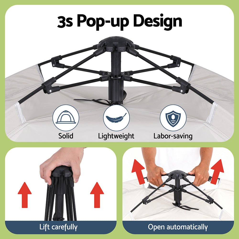 Camping Tent Instant Tent Pop up 2 Person Outdoor Hiking Tents Hiking Beige - Outdoor Recreation > Camping > Tents - Rivercity House & Home Co. (ABN 18 642 972 209) - Affordable Modern Furniture Australia