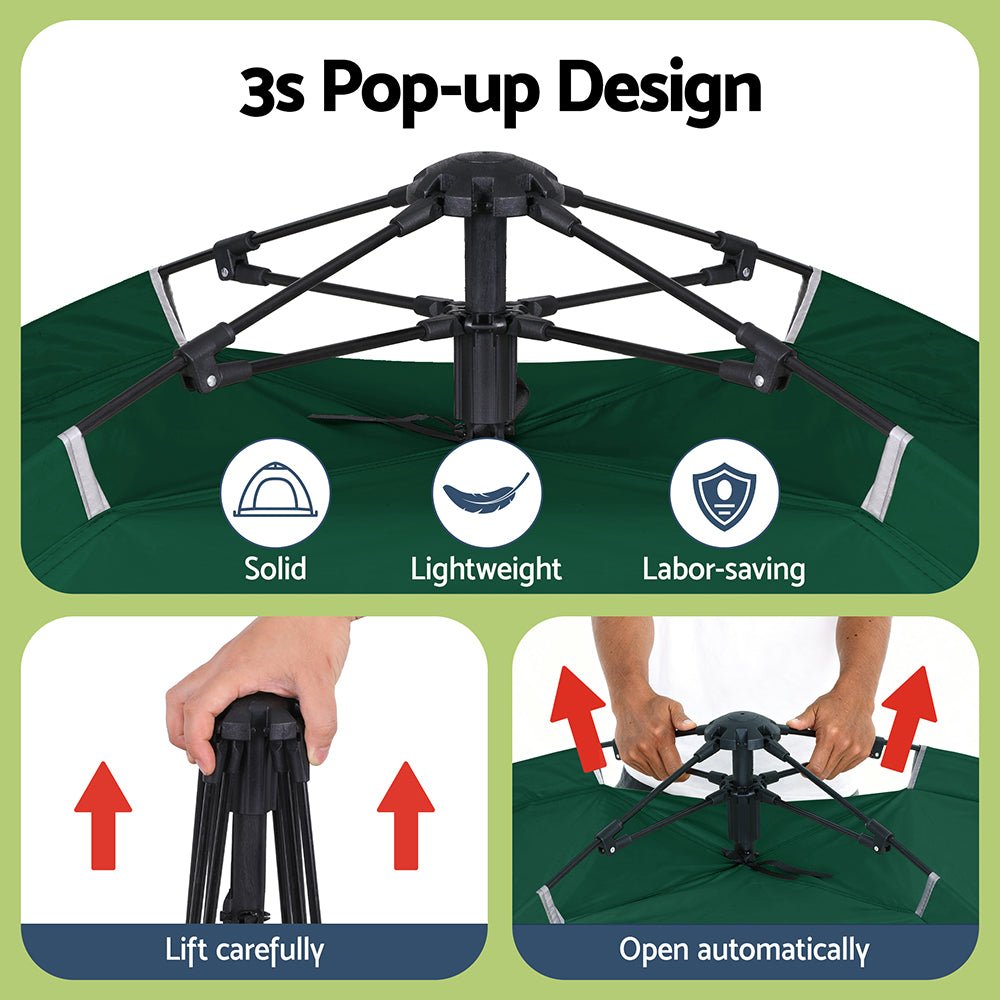 Camping Tent Instant Tent Pop up 2 Person Outdoor Hiking Tents Hiking Green - Outdoor Recreation > Camping > Tents - Rivercity House & Home Co. (ABN 18 642 972 209) - Affordable Modern Furniture Australia
