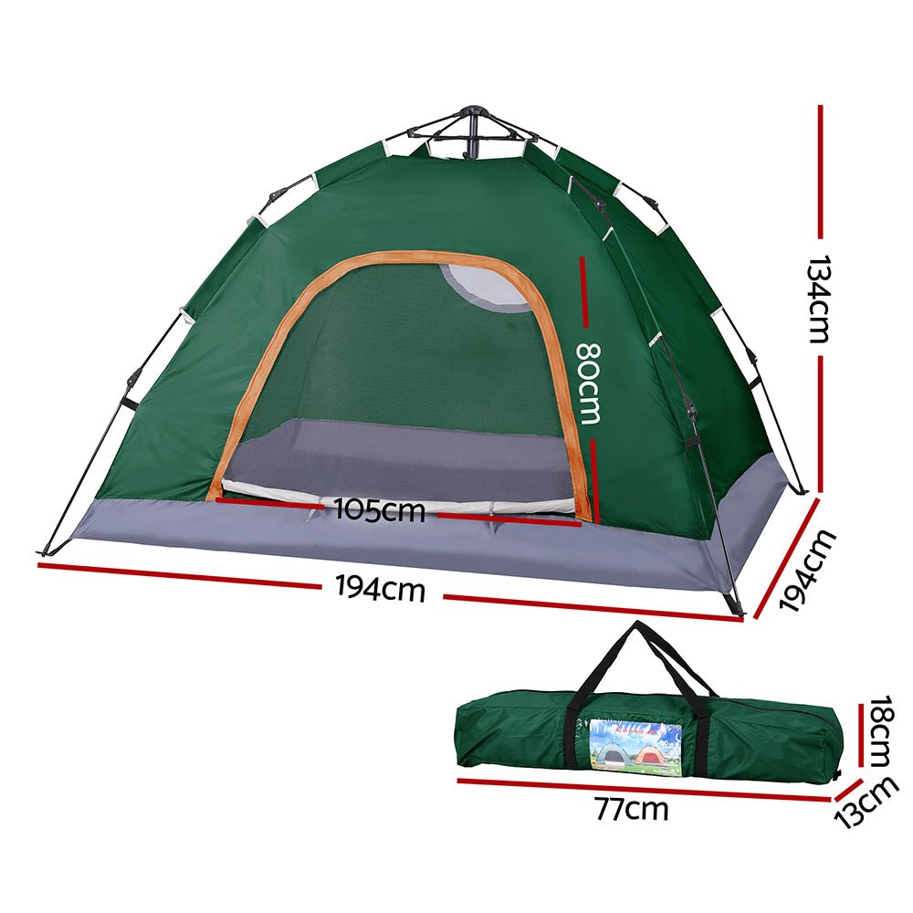 Camping Tent Instant Tent Pop up 2 Person Outdoor Hiking Tents Hiking Green - Outdoor Recreation > Camping > Tents - Rivercity House & Home Co. (ABN 18 642 972 209) - Affordable Modern Furniture Australia