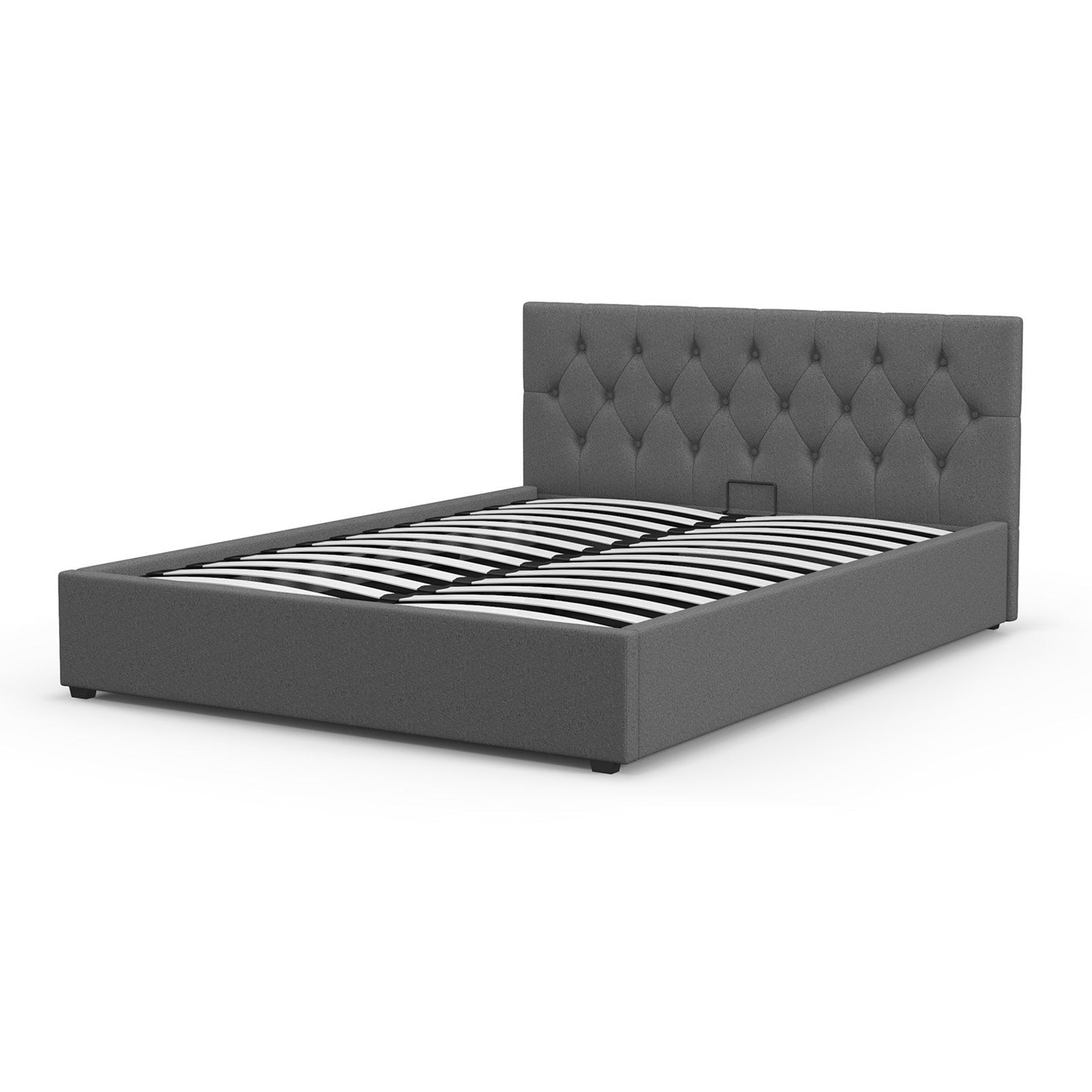 Capri King Gas Lift Bed Frame with Headboard Model 3 - Grey No.28 - Rivercity House & Home Co. (ABN 18 642 972 209) - Affordable Modern Furniture Australia