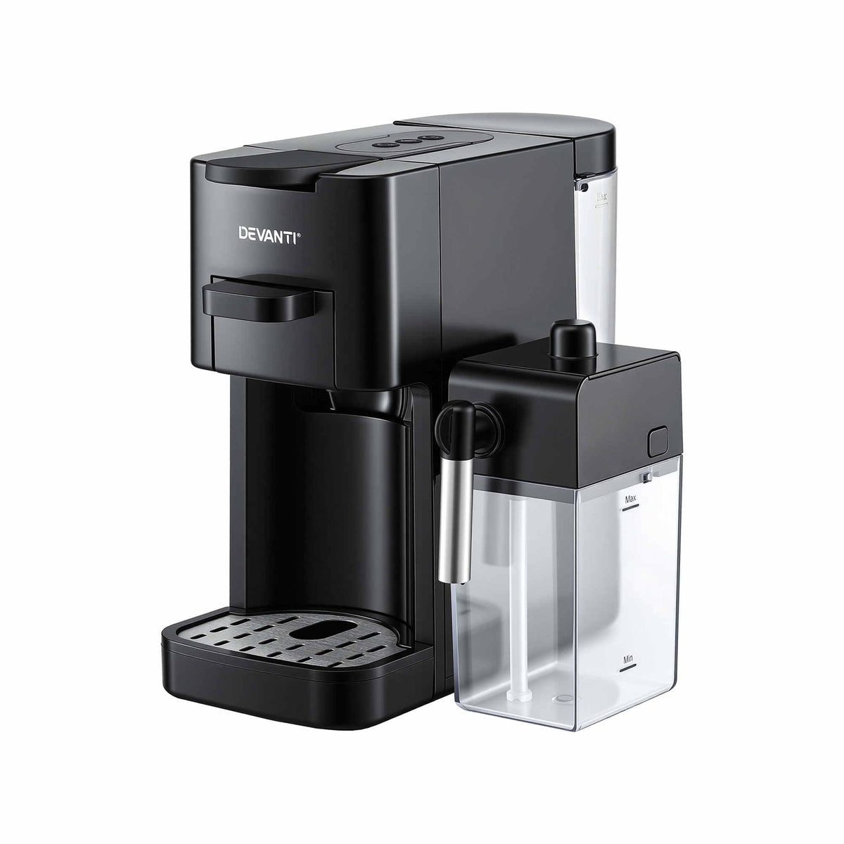 Capsule Coffee Pod Machine with Milk Frother - Black - Appliances > Kitchen Appliances > Coffee Machines & Accessories - Rivercity House & Home Co. (ABN 18 642 972 209) - Affordable Modern Furniture Australia
