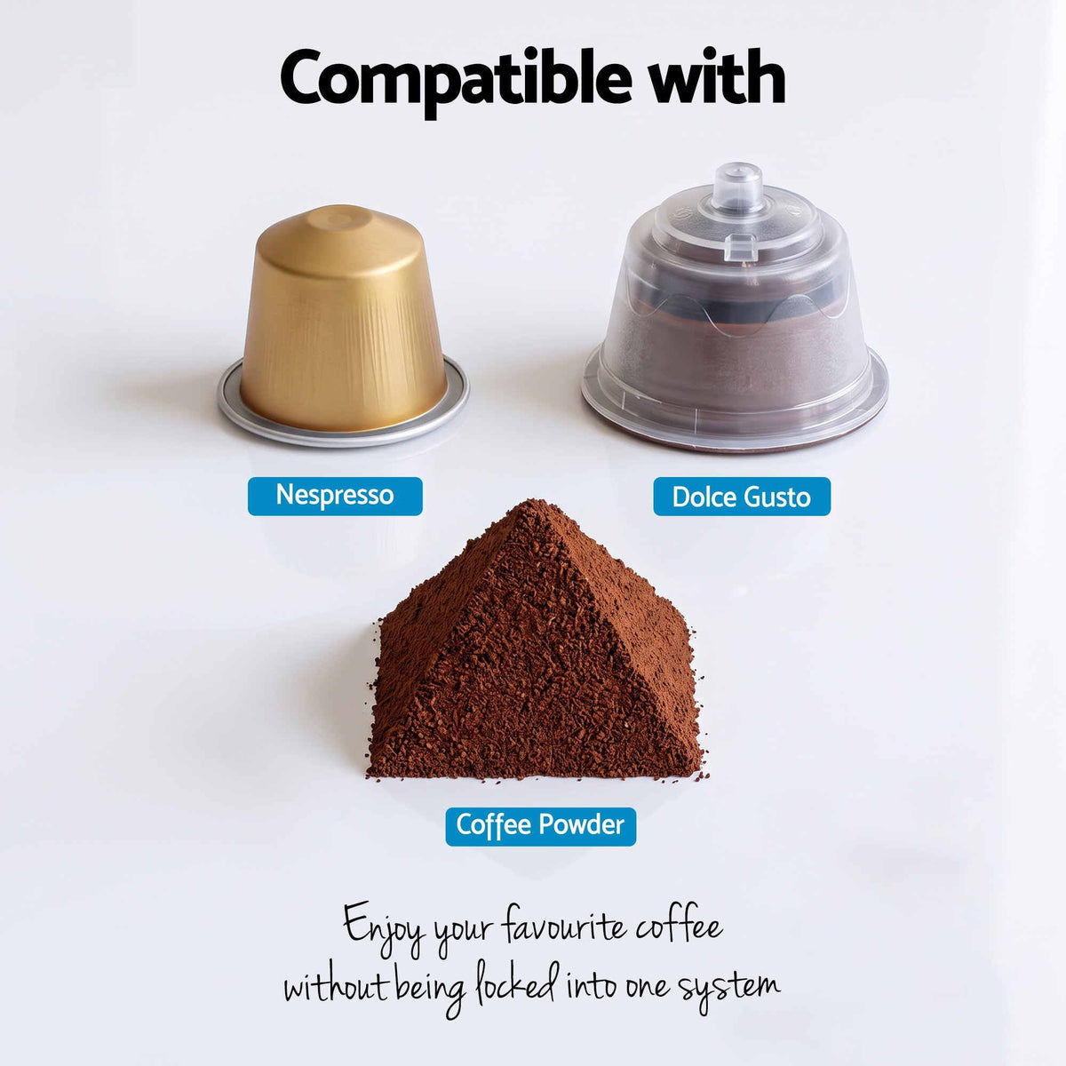 Capsule Coffee Pod Machine with Milk Frother - Black - Appliances > Kitchen Appliances > Coffee Machines & Accessories - Rivercity House & Home Co. (ABN 18 642 972 209) - Affordable Modern Furniture Australia