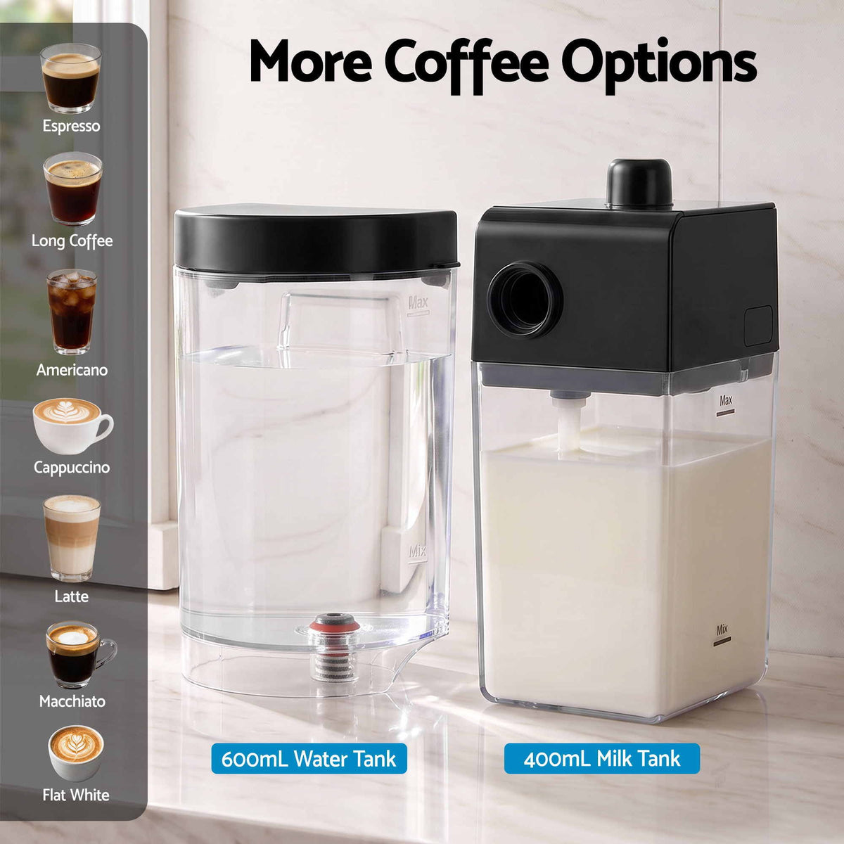 Capsule Coffee Pod Machine with Milk Frother - Black - Appliances > Kitchen Appliances > Coffee Machines & Accessories - Rivercity House & Home Co. (ABN 18 642 972 209) - Affordable Modern Furniture Australia